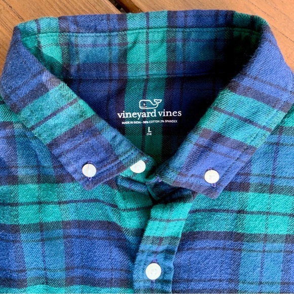 NWT Boy’s Vineyard Vines Black Watch (Charleston Green Plaid) Shirt - Picture 3 of 7